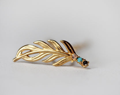 Pre-Order * Twig Crystal Turquoise Leaf Hair Prong