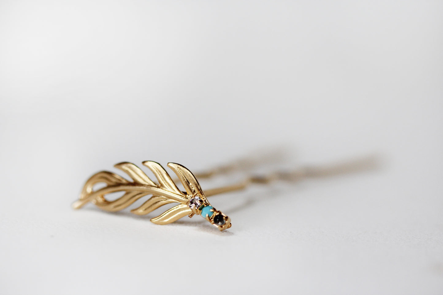 Pre-Order * Twig Crystal Turquoise Leaf Hair Prong