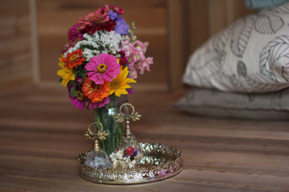 Rounded Lace Antique Mirror Tray #117