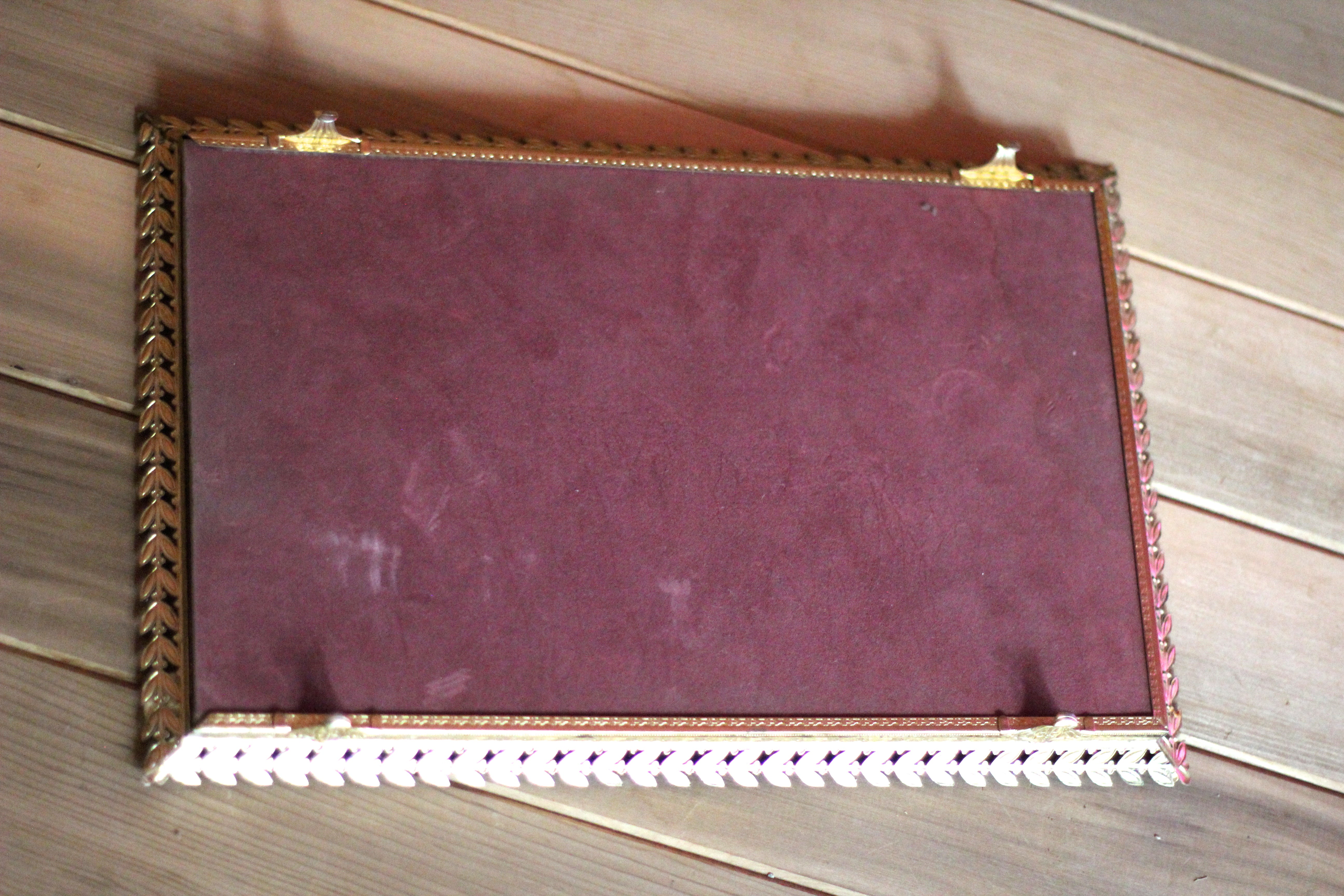 Rectangle Leaves Lace Antique Mirror Tray #119