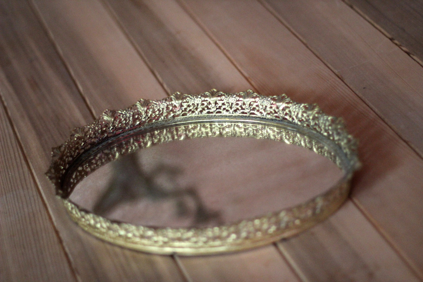 Filigree Floral Antique Mirror Tray #121