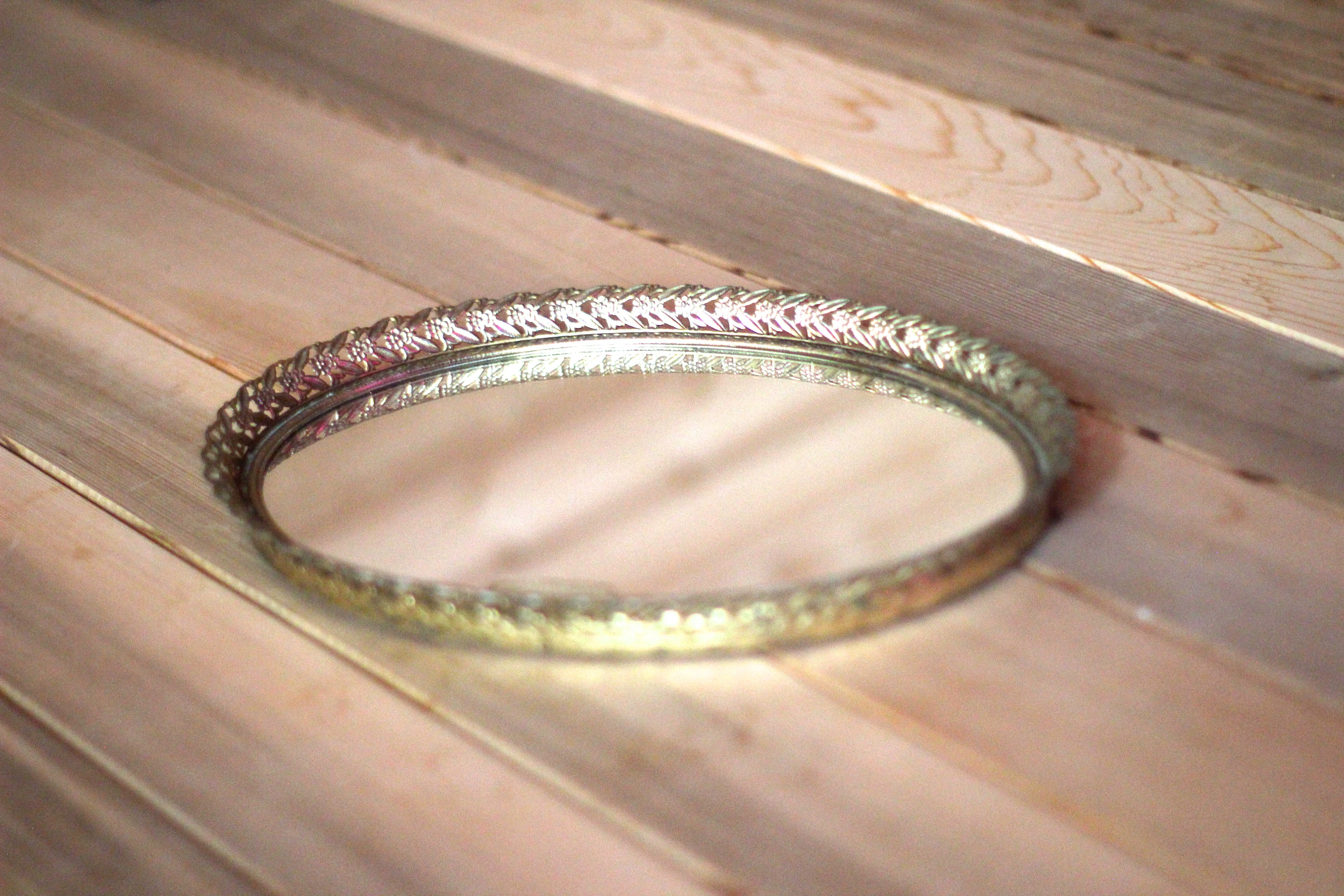 Floral Antique Mirror Tray