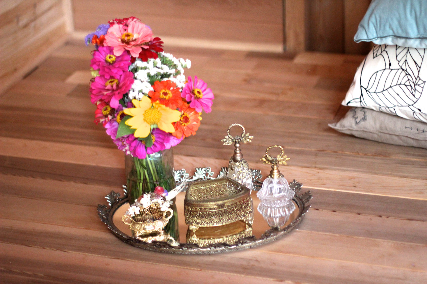 Sunflowers Antique Mirror Tray