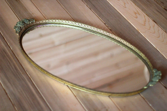 Dahlias Antique Mirror Tray