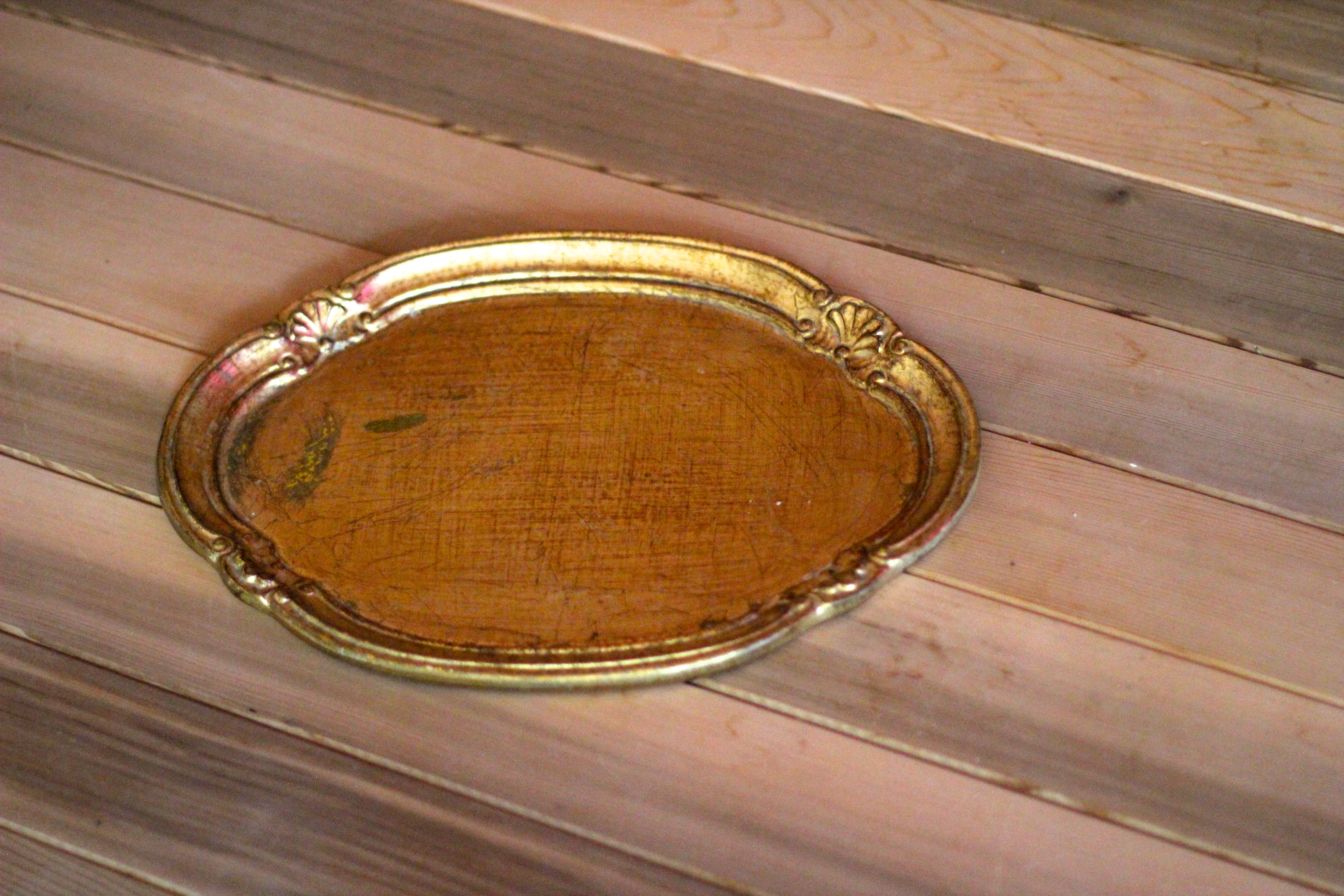 Antique Italian Gold Wood Tray