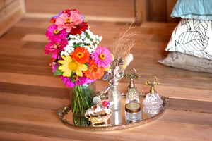 Blooming Roses Antique Mirror Tray