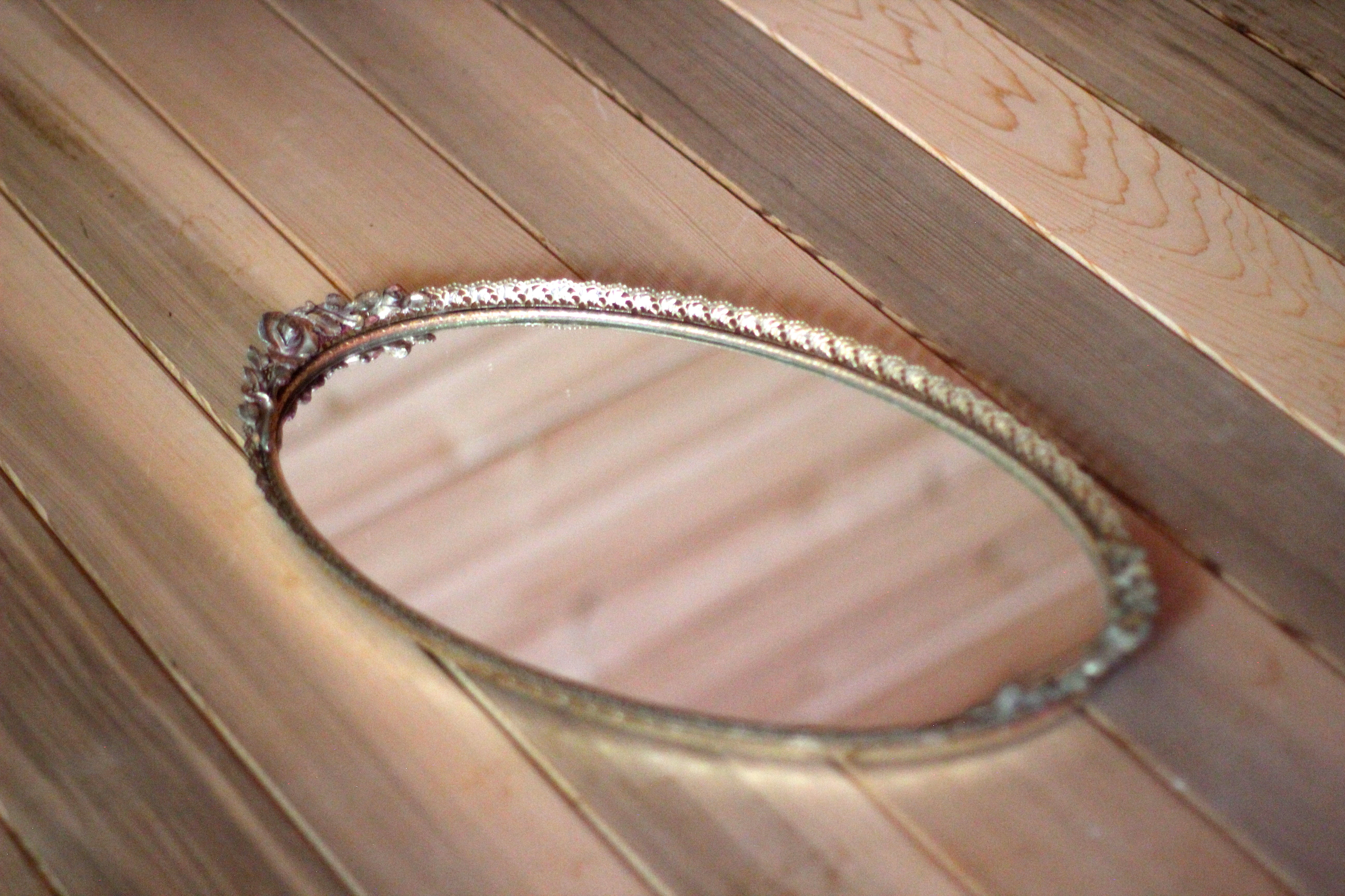 Blooming Roses Antique Mirror Tray