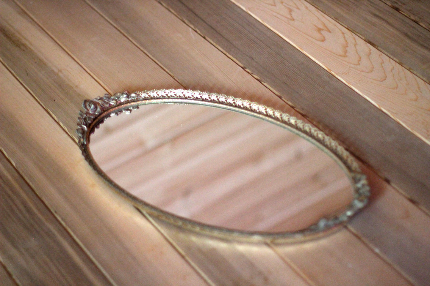 Blooming Roses Antique Mirror Tray