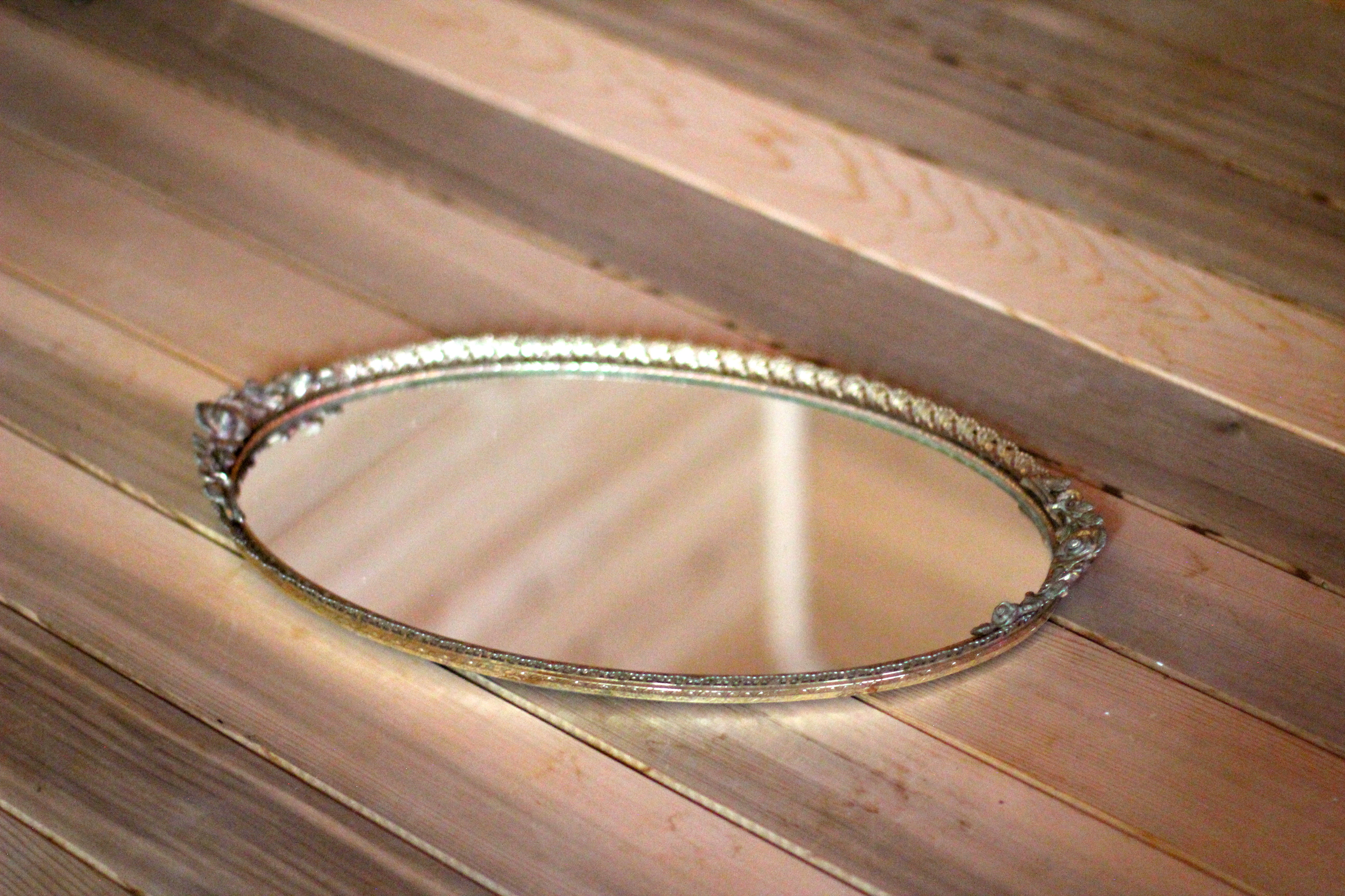 Blooming Roses Antique Mirror Tray