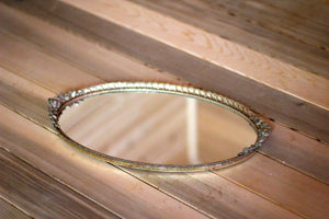 Blooming Roses Antique Mirror Tray