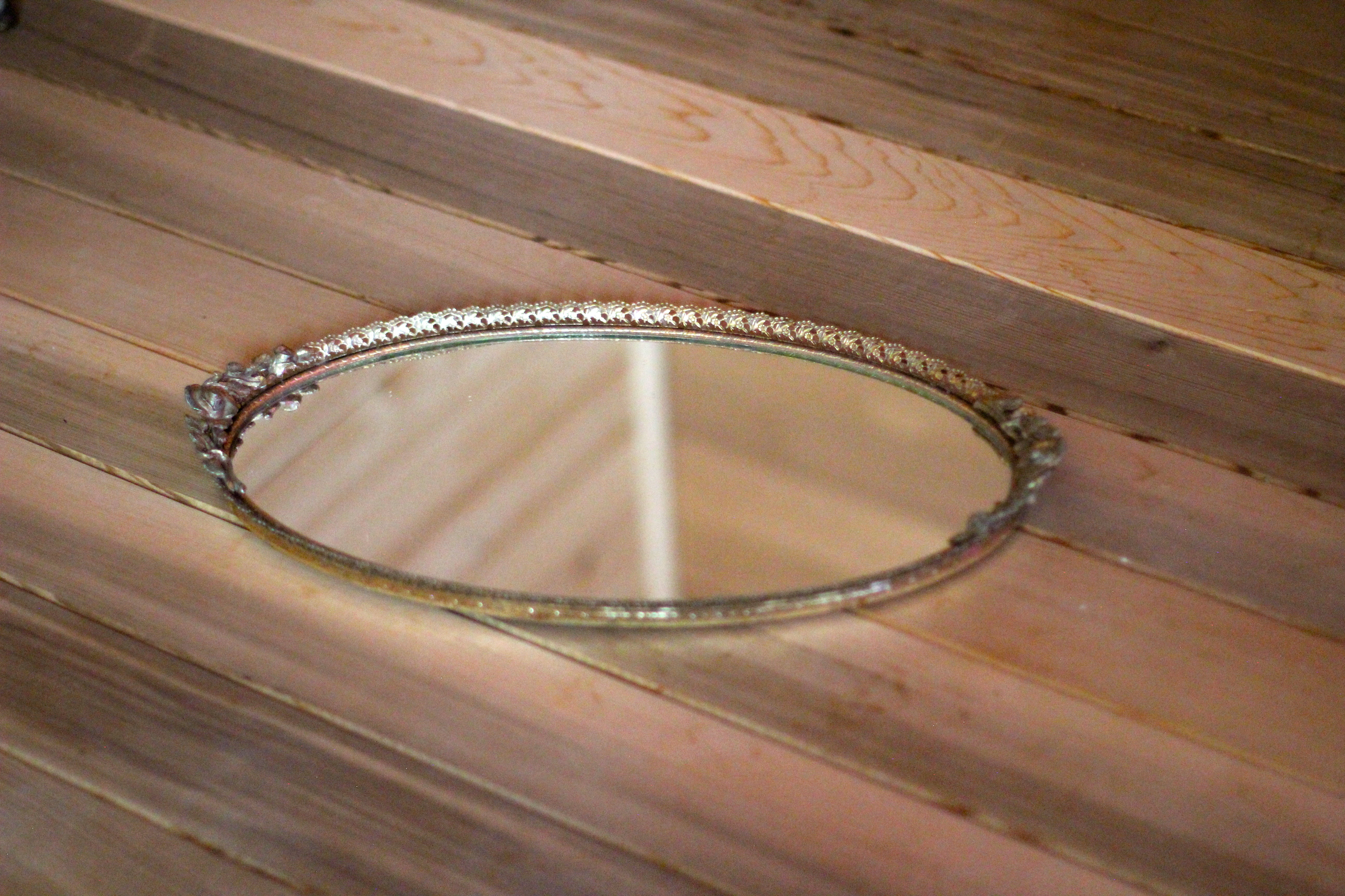 Blooming Roses Antique Mirror Tray