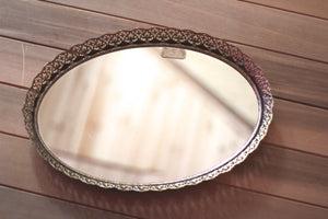 Large Filigree Antique Mirror Tray