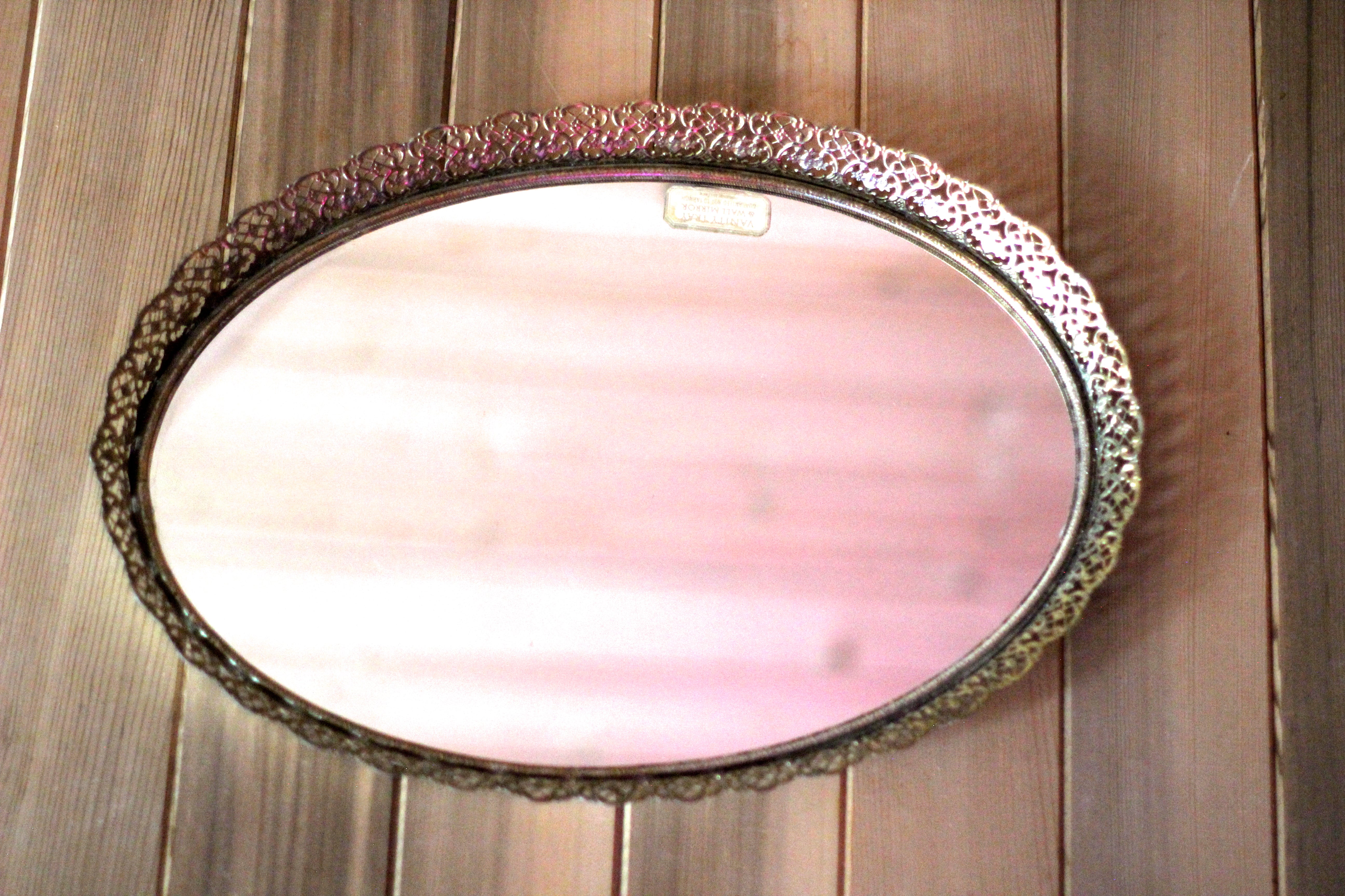 Large Filigree Antique Mirror Tray