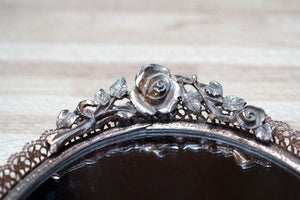 Blooming Roses Antique Mirror Tray