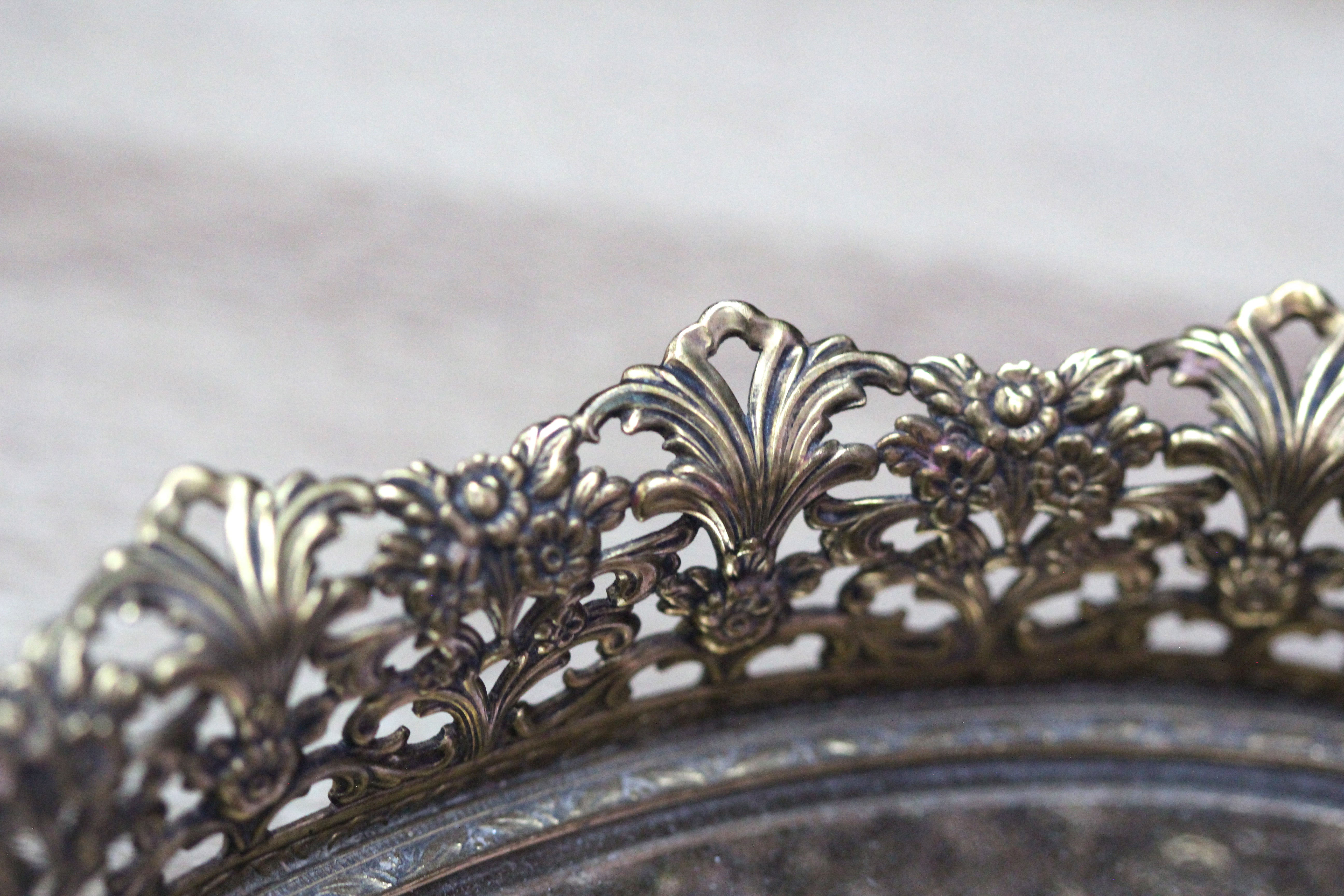 Filigree Floral Antique Mirror Tray #121