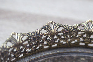 Filigree Floral Antique Mirror Tray #121
