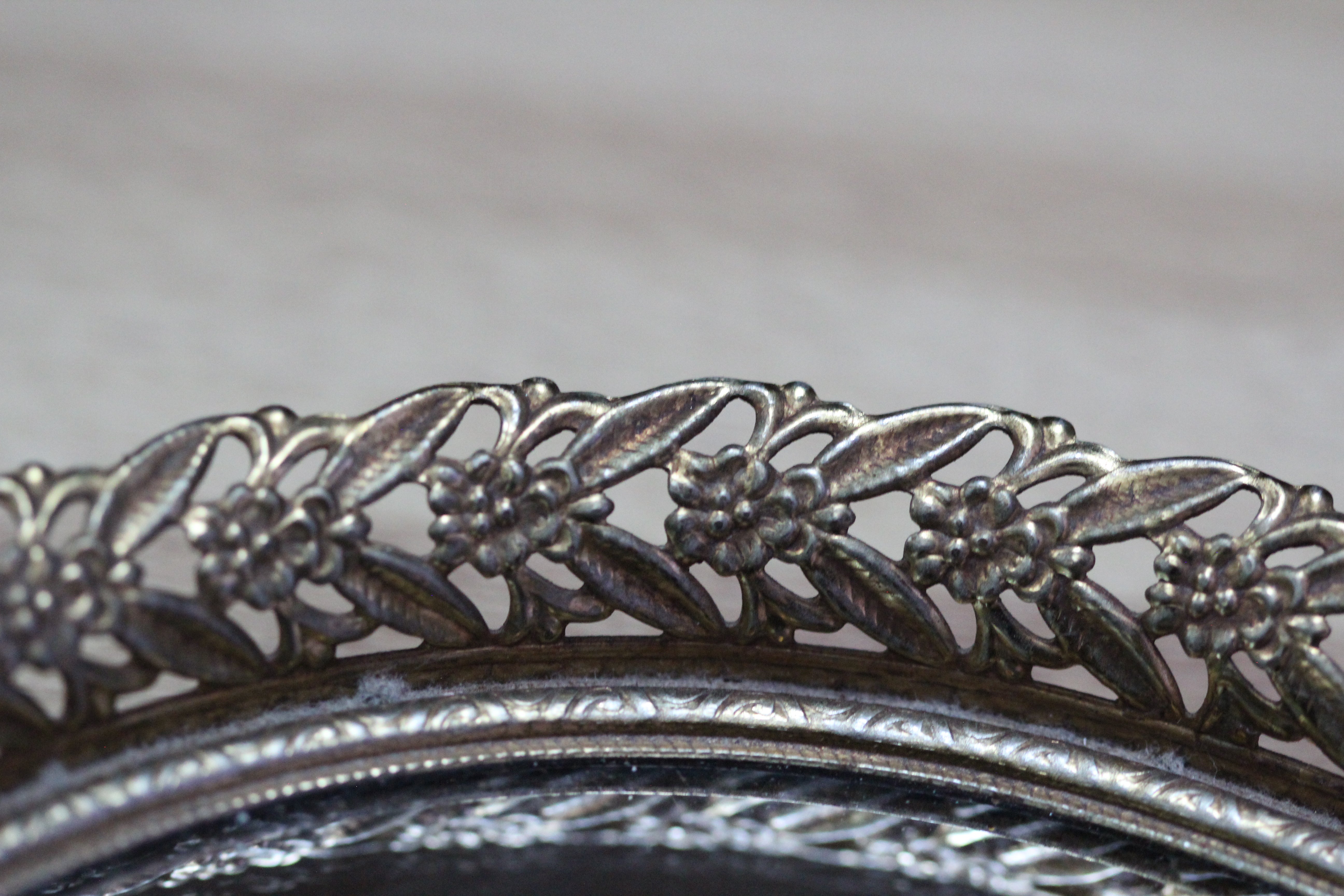 Floral Antique Mirror Tray