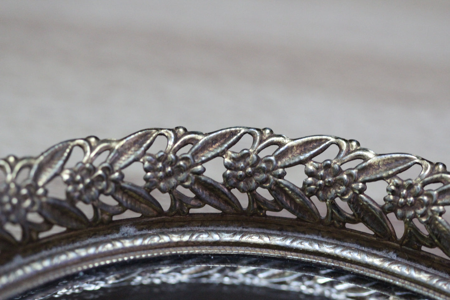 Floral Antique Mirror Tray