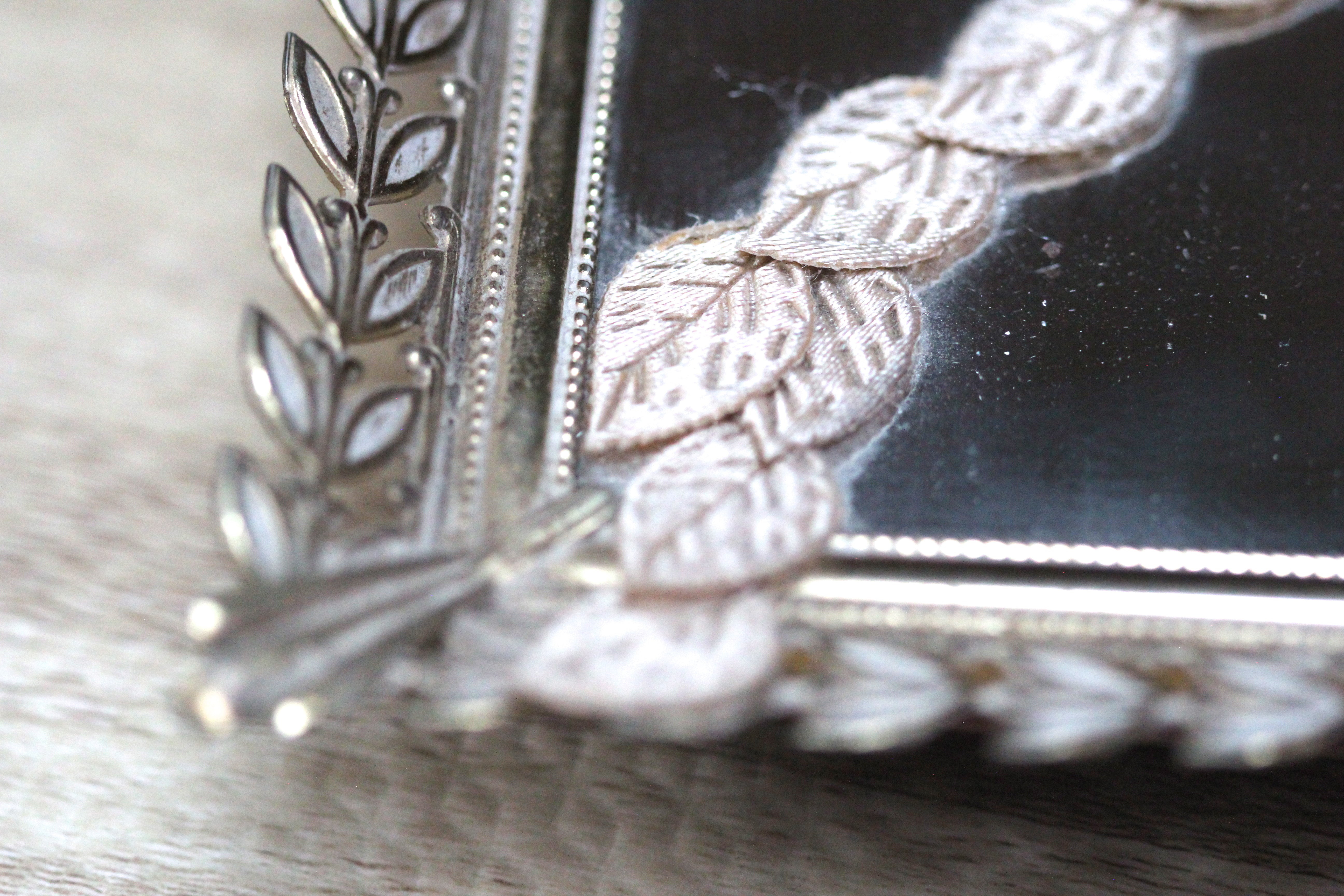 Rectangle Leaves Lace Antique Mirror Tray #119