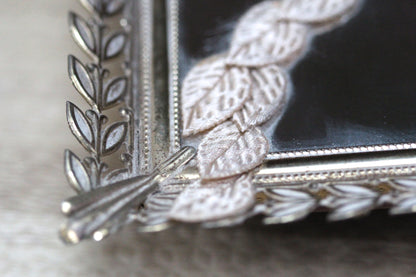 Rectangle Leaves Lace Antique Mirror Tray #119
