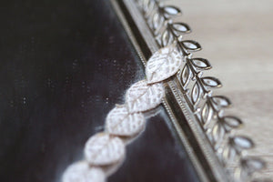 Rectangle Leaves Lace Antique Mirror Tray #119