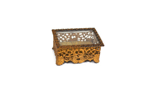 Lace Antique Ormolu Filigree Jewelry Box #133