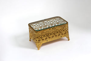 Antique Ormolu Filigree Jewelry Box #131