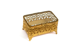 Antique Ormolu Filigree Jewelry Box #131