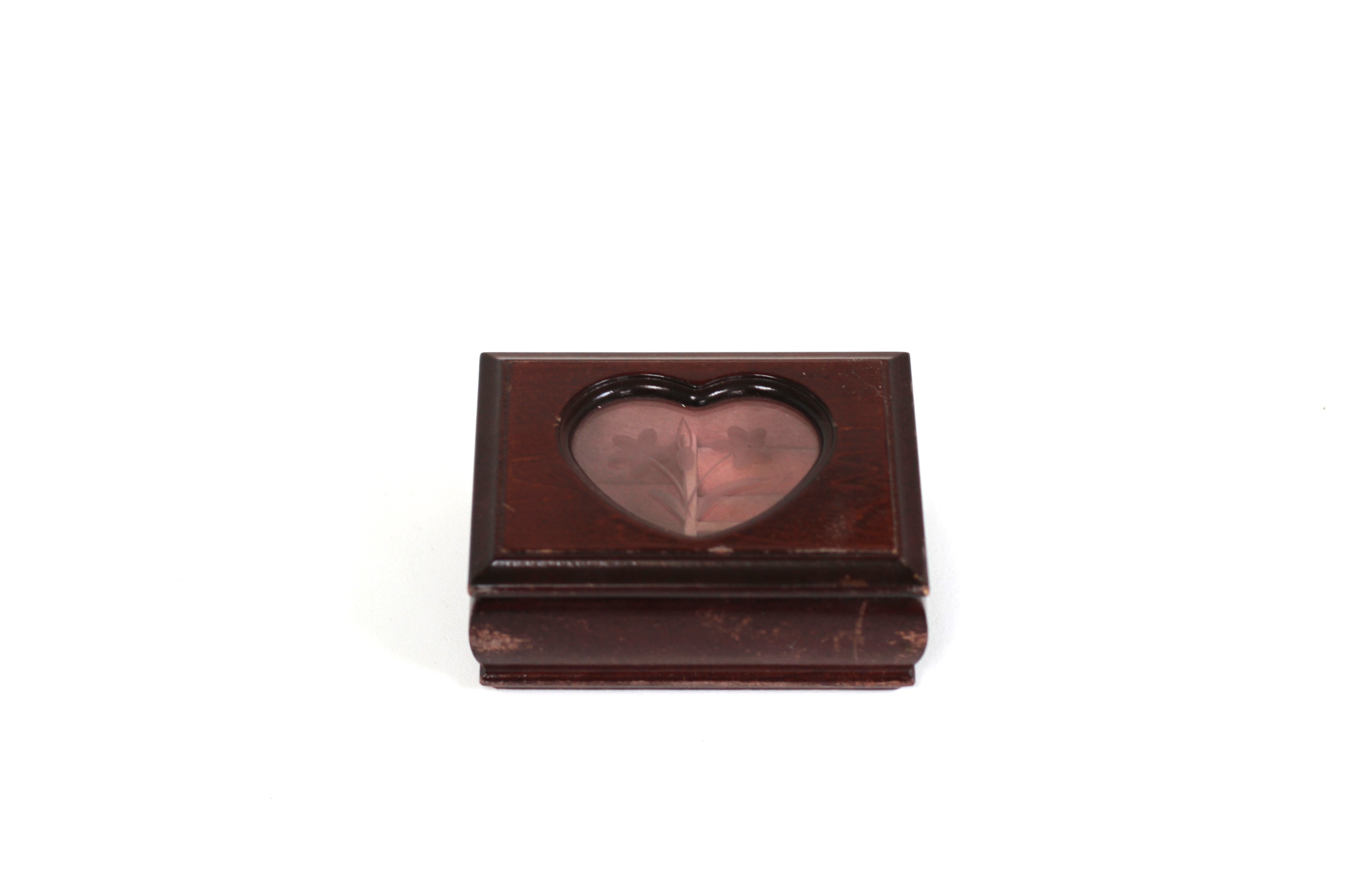Heart Shaped Window Oak Wood Jewelry Box