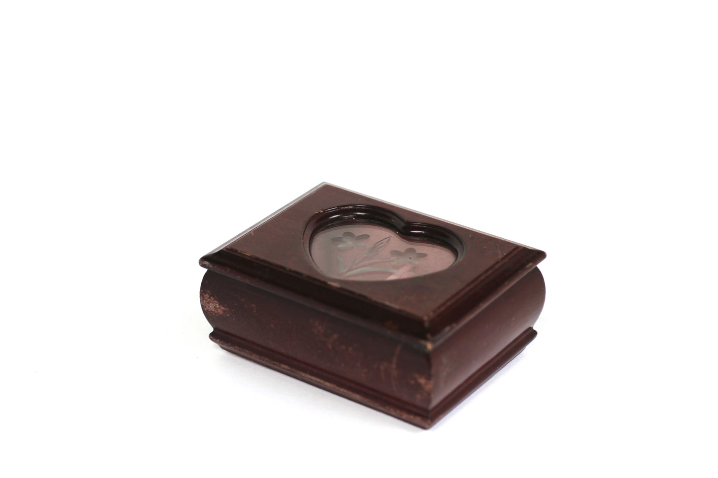 Heart Shaped Window Oak Wood Jewelry Box