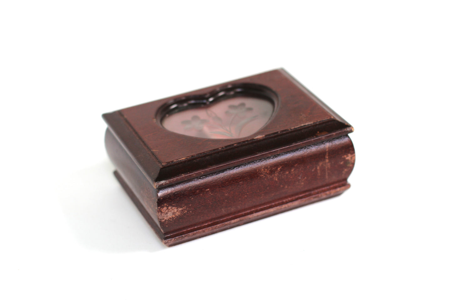 Heart Shaped Window Oak Wood Jewelry Box