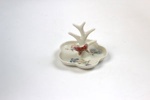 Antique Butterfly Flowers Porcelain Ring Holder