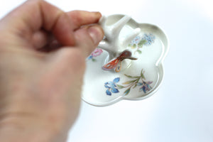 Antique Butterfly Flowers Porcelain Ring Holder