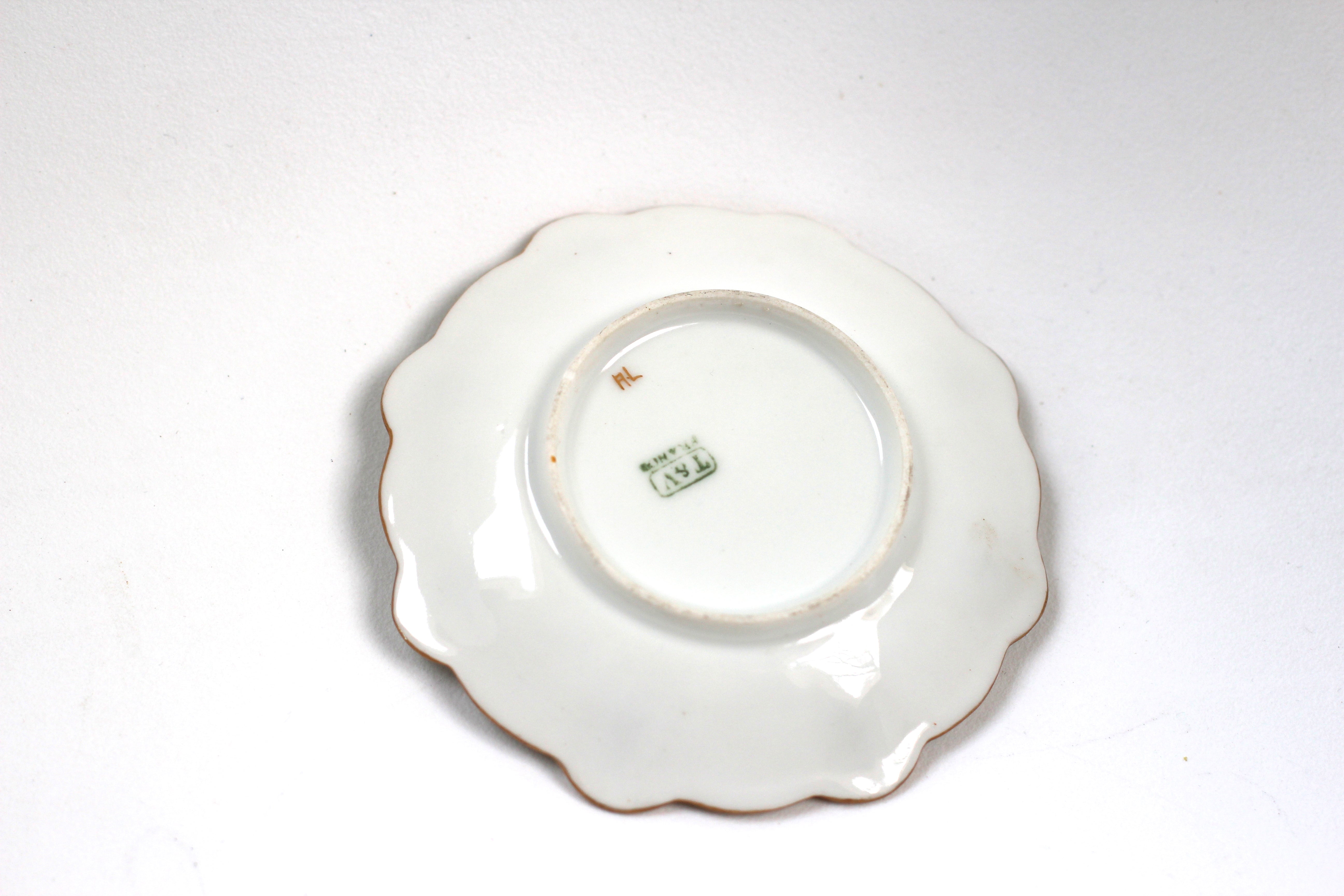 Antique Pink Flowers Porcelain Ring Plate