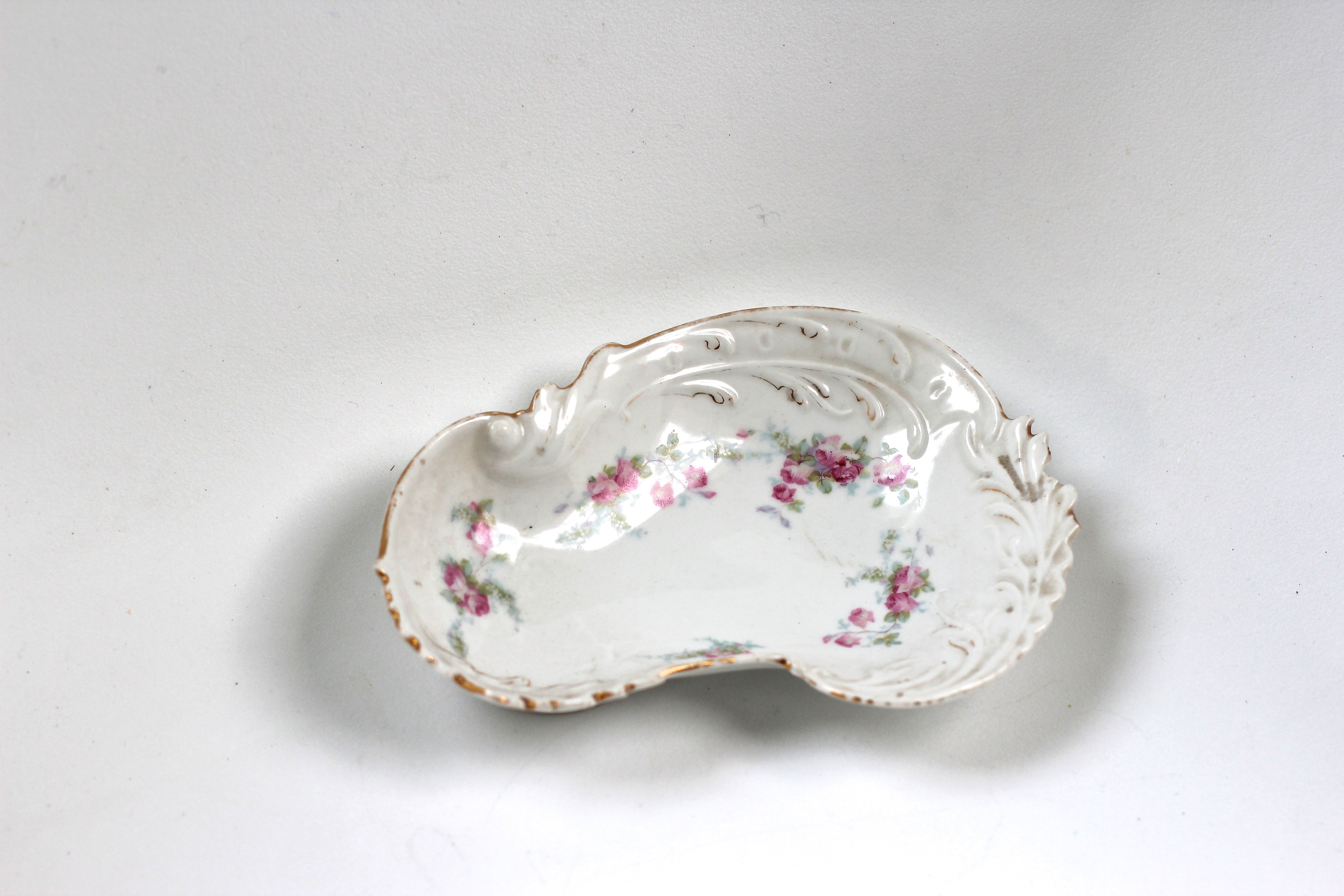 Bavarian Pink Roses Porcelain Ring Dish