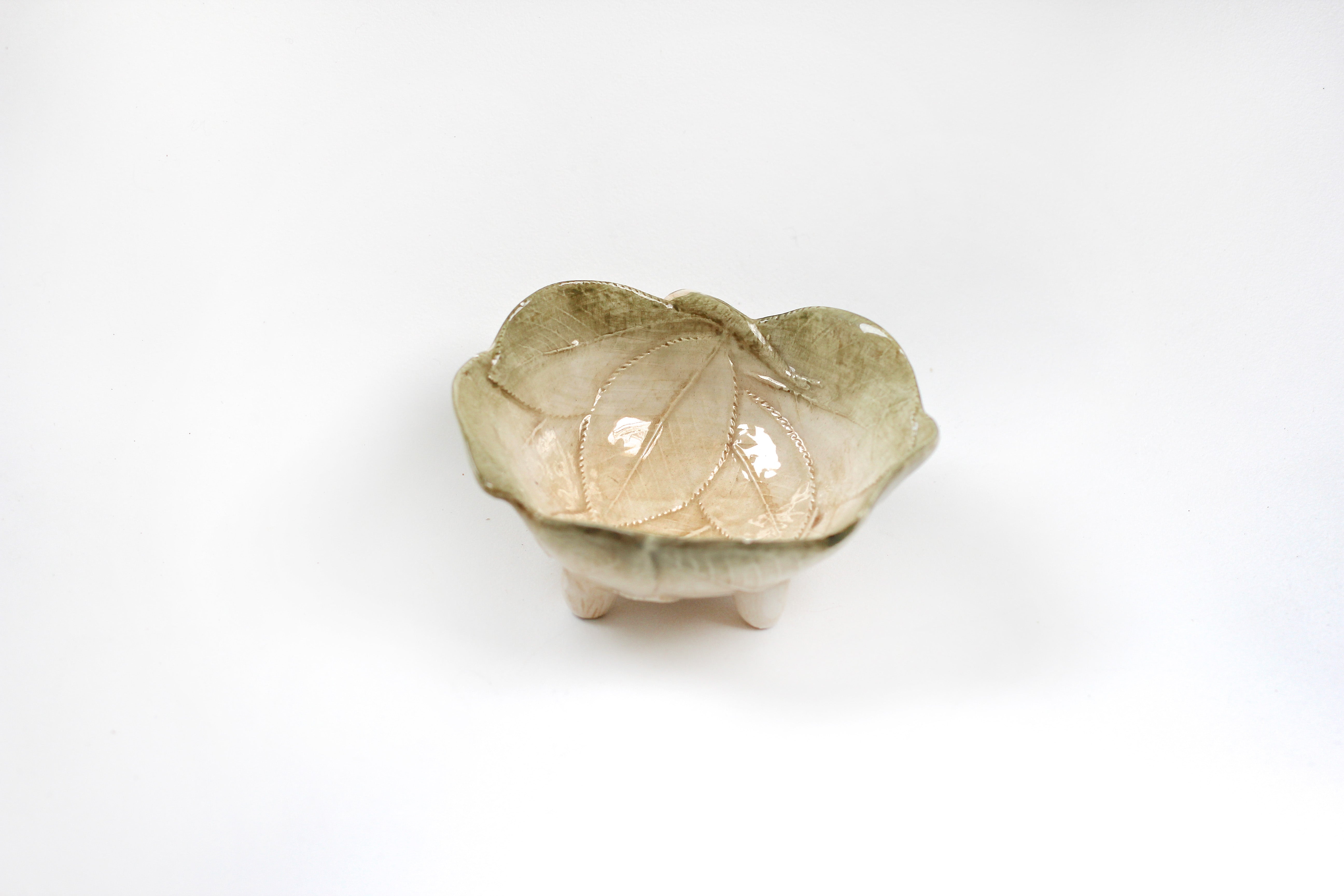 Green Leaves Ring Bowl Made In Italy Antique Porcelain Dish