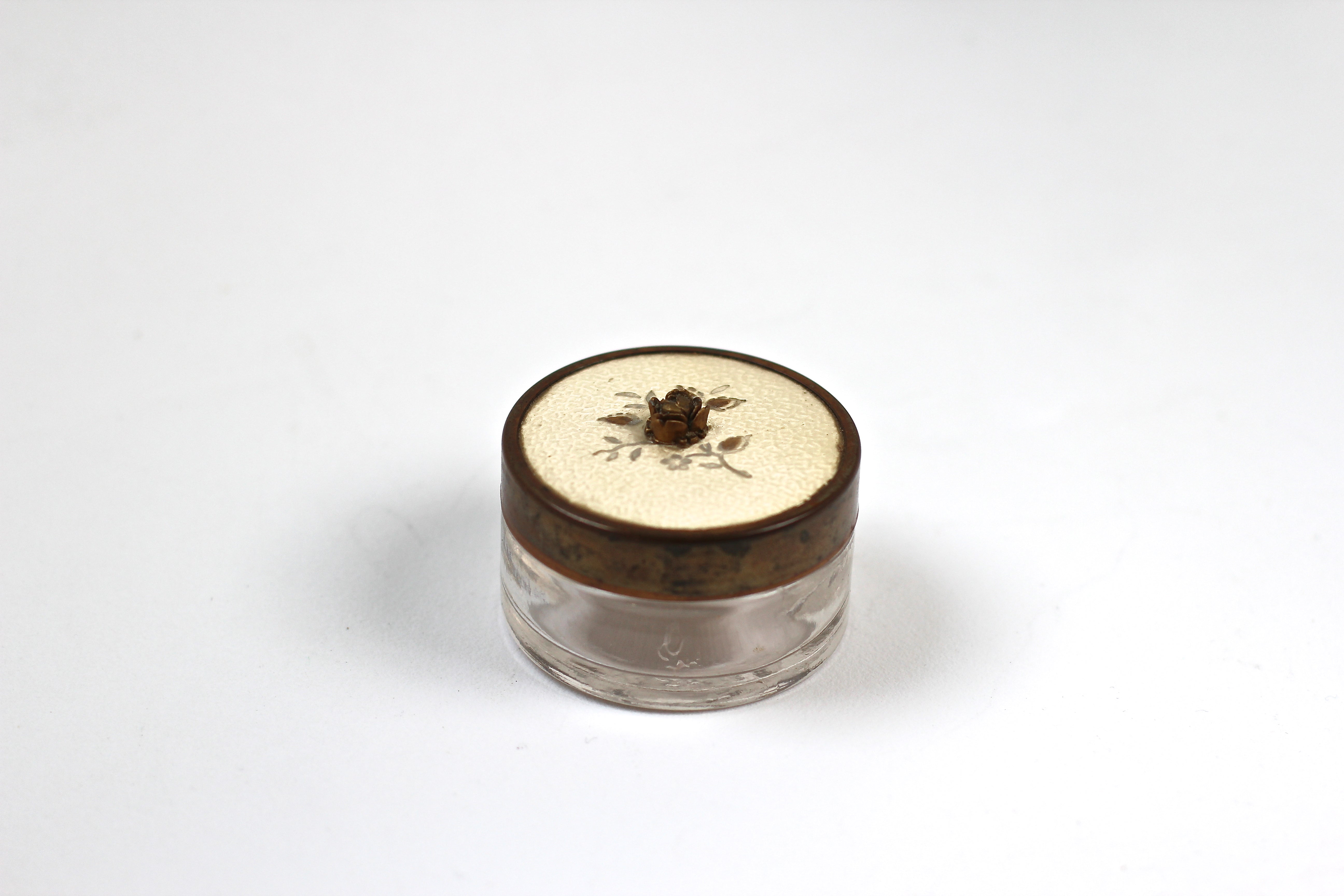 Antique Bronze Rose Glass Trinket