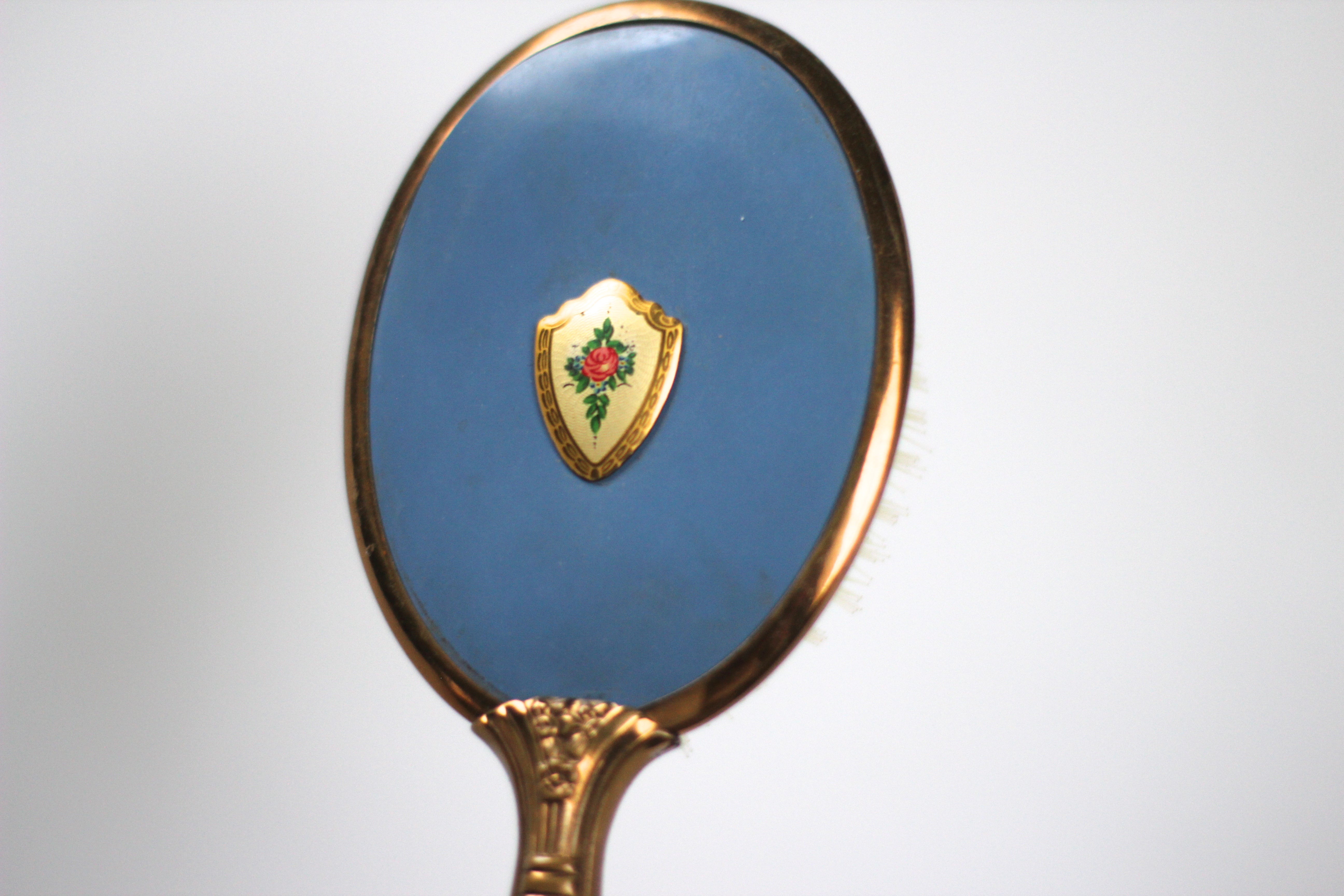 Antique Rosebud Blue Vanity Set