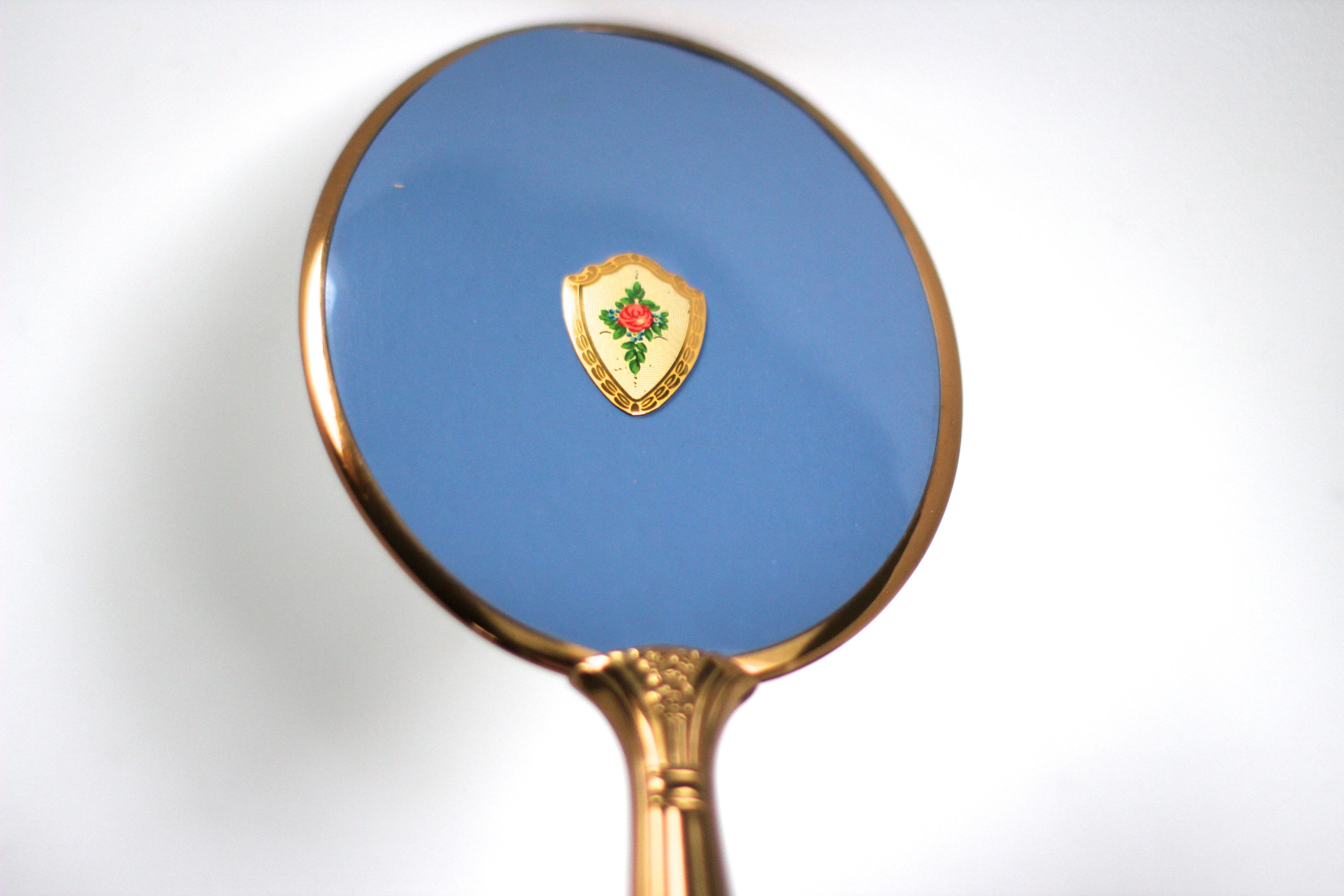 Antique Rosebud Blue Vanity Set