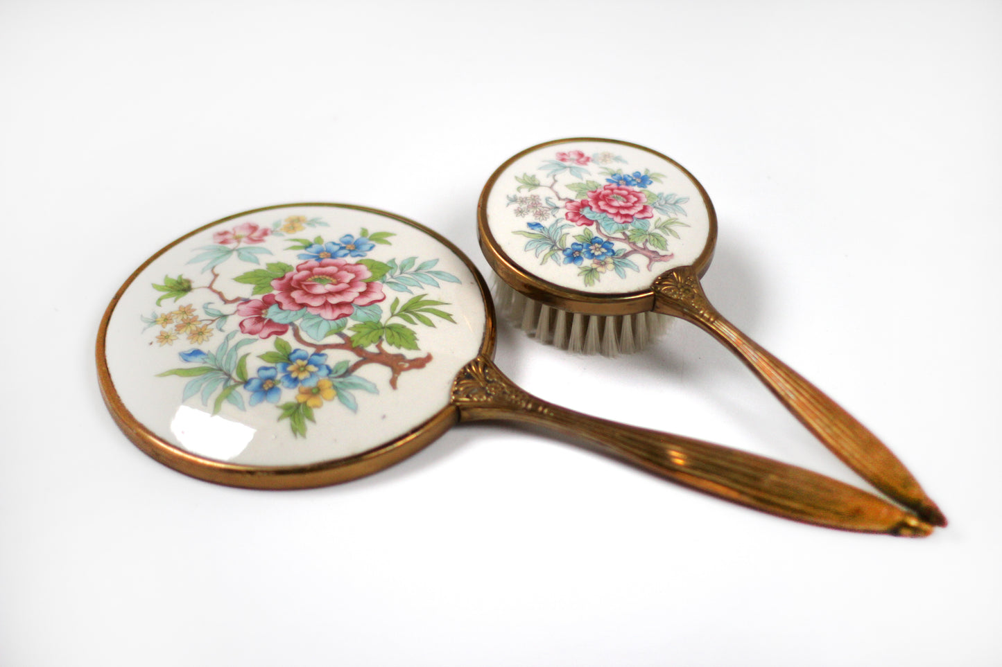 Antique Floral Porcelain Vanity Set