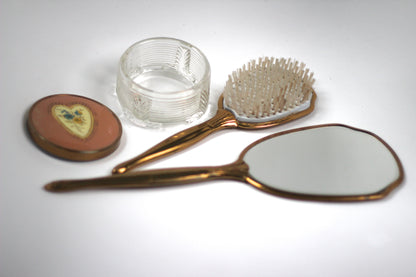 Antique Pink Heart Vanity Set
