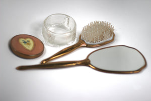 Antique Pink Heart Vanity Set