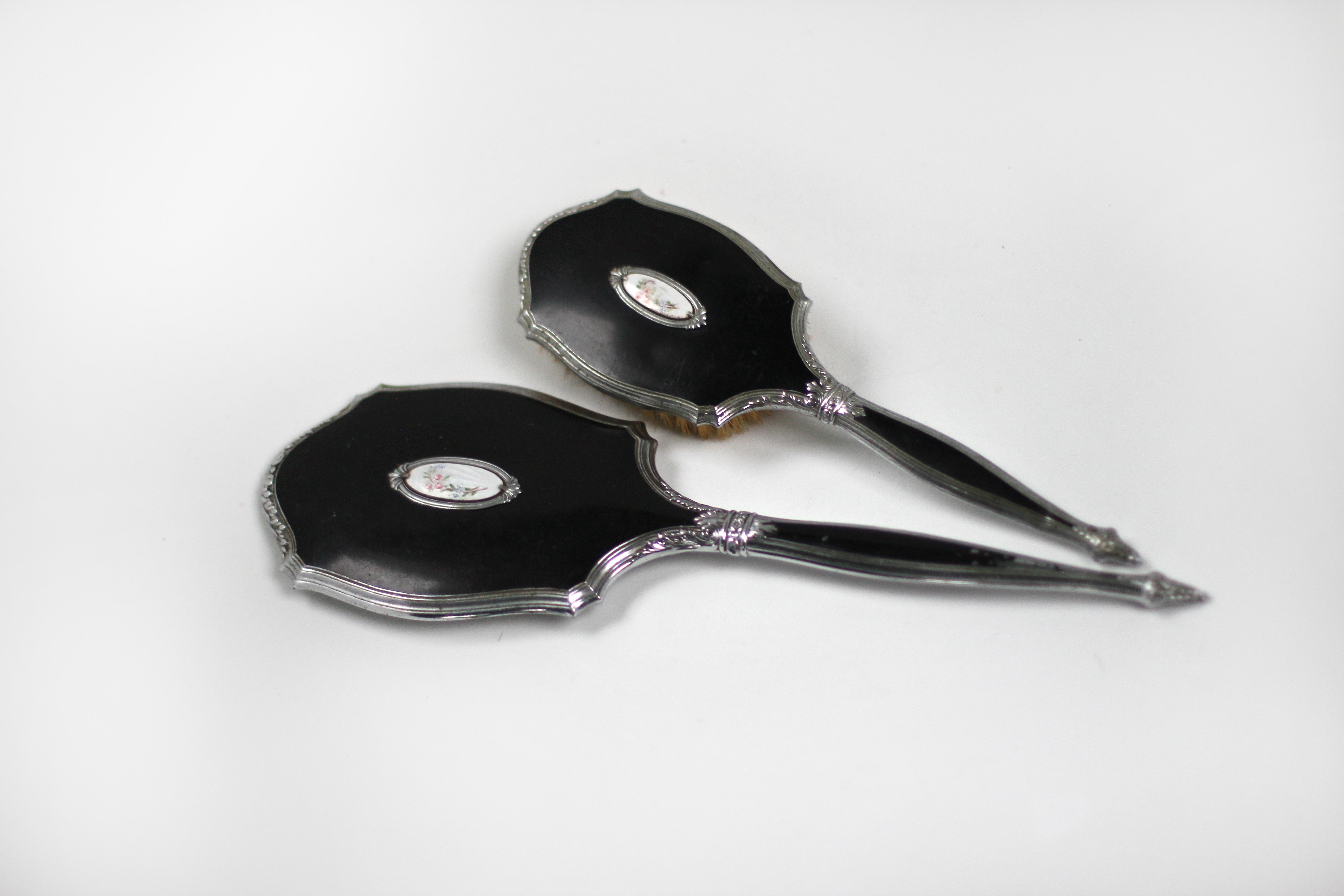 Antique Black Rosebud Vanity Set