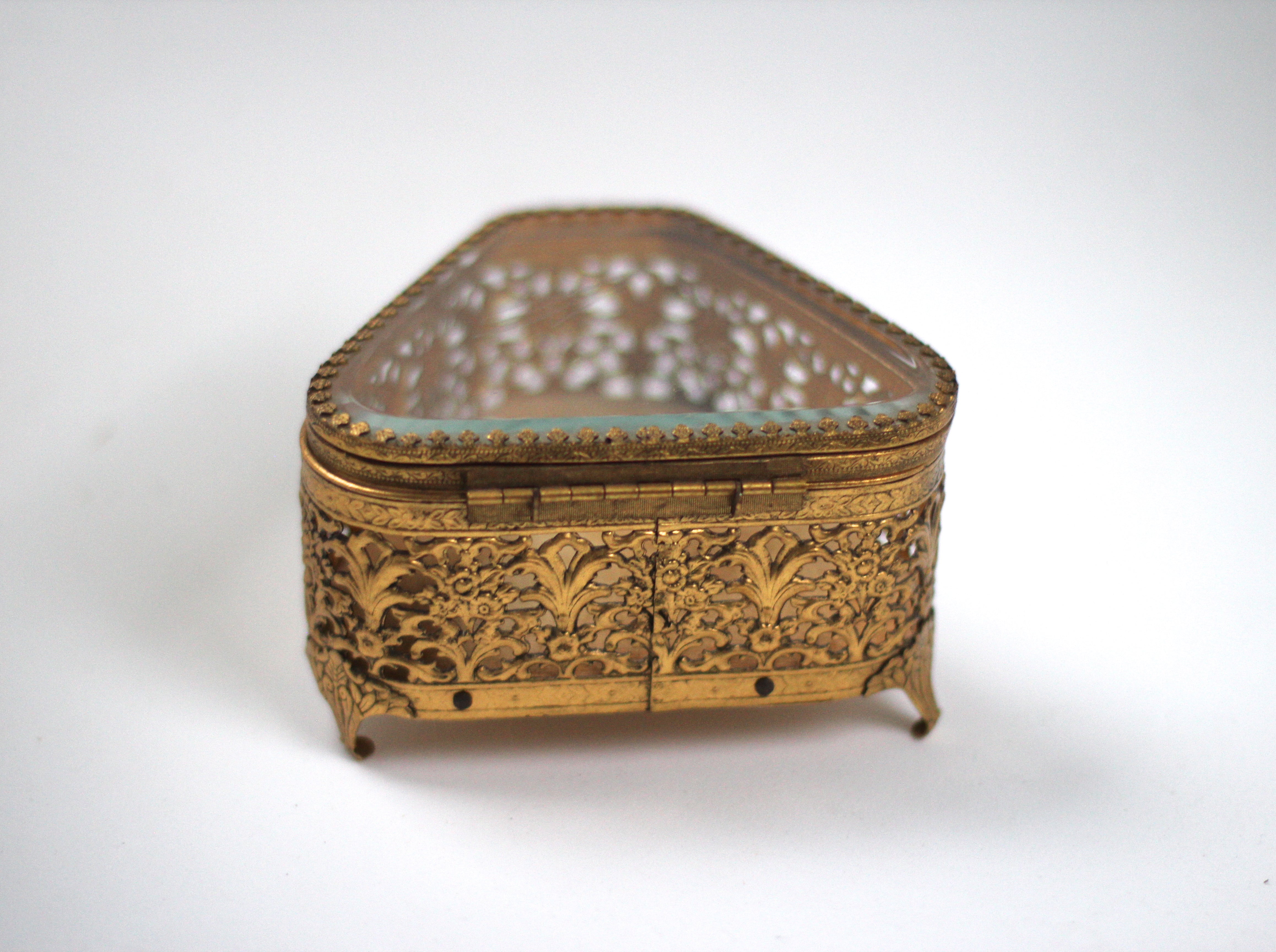 Antique Matson Ormolu Filigree Jewelry Box