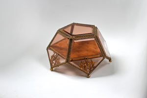 Amber Tinted French Victorian Rare Jewelry Box - Reserved