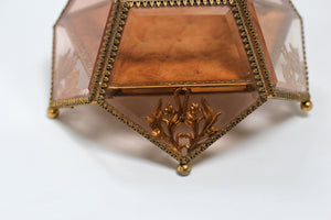 Amber Tinted French Victorian Rare Jewelry Box - Reserved