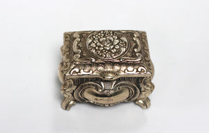 Antique Teal Velvet interior Silver Jewelry Box
