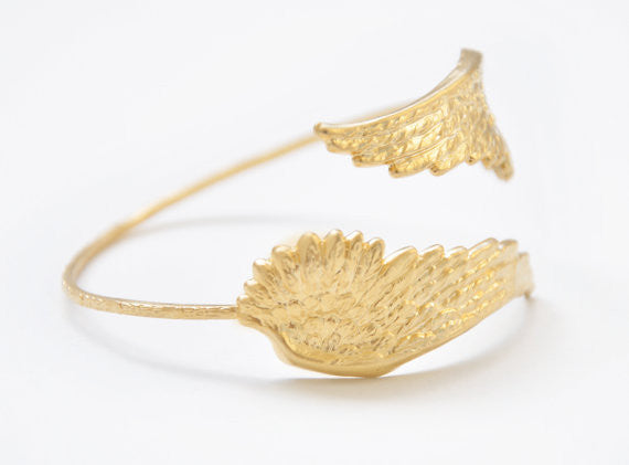 Angel Wings Gold Vermeil Bangle - Medium Size