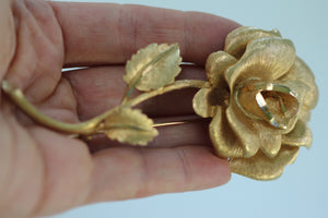 Large Rose with Stems Brooch