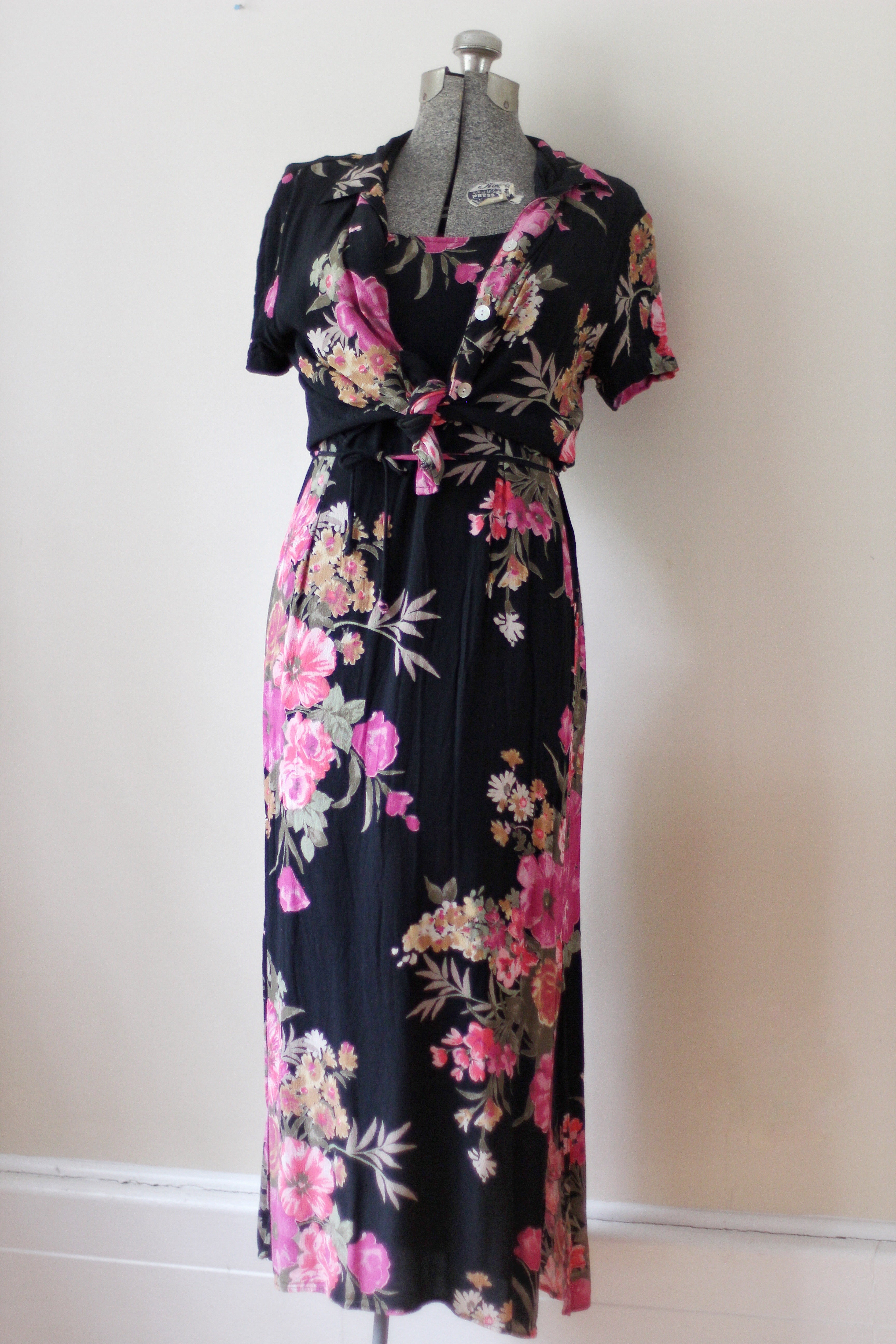 Vintage Floral Black Carol Anderson Dress